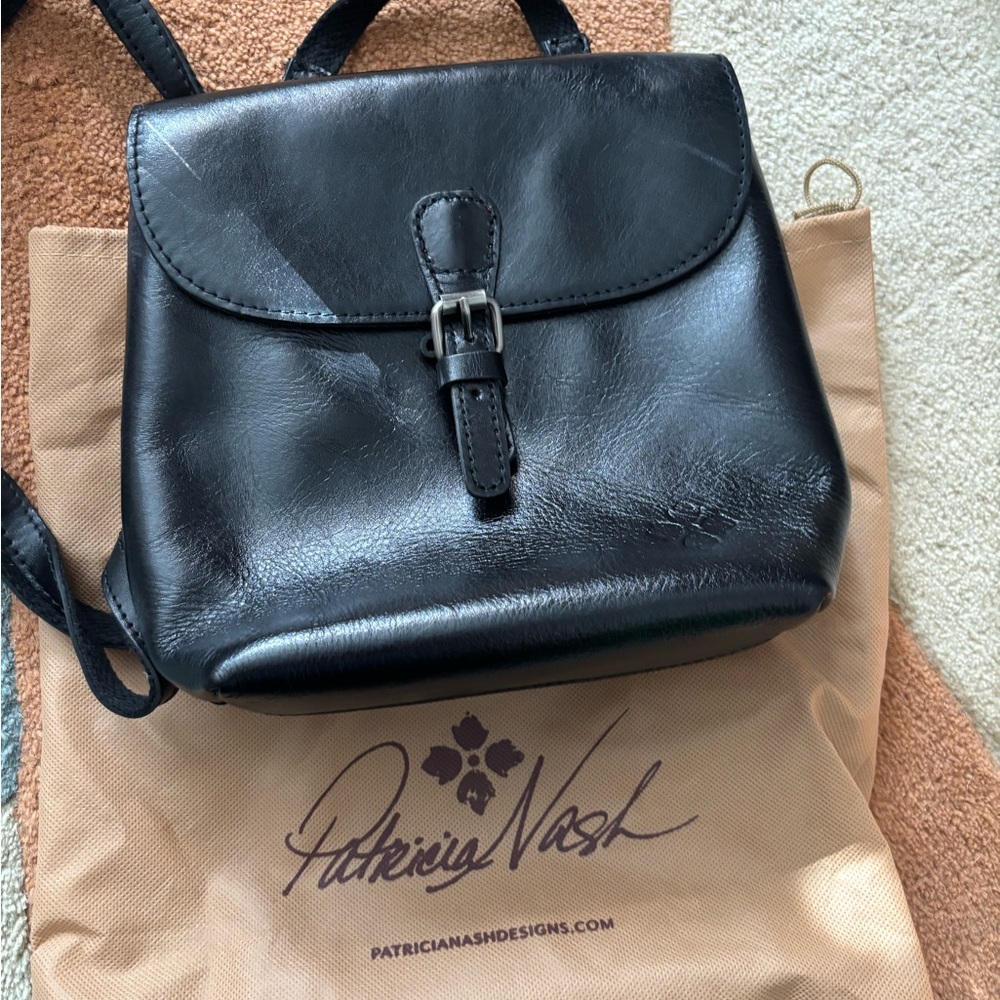 Patricia Nash Black Leather Backpack